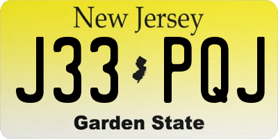 NJ license plate J33PQJ