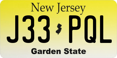 NJ license plate J33PQL