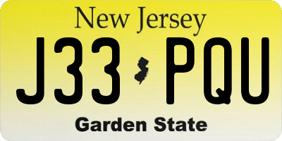 NJ license plate J33PQU