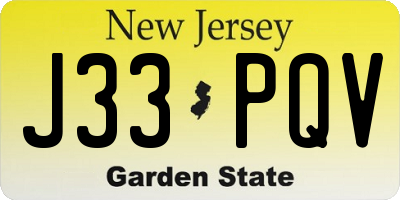 NJ license plate J33PQV