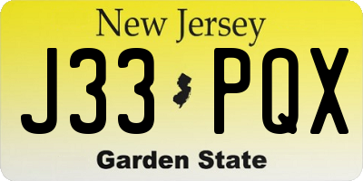 NJ license plate J33PQX