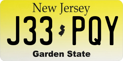 NJ license plate J33PQY
