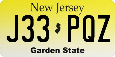 NJ license plate J33PQZ