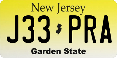 NJ license plate J33PRA