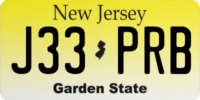 NJ license plate J33PRB