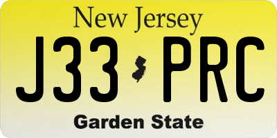 NJ license plate J33PRC