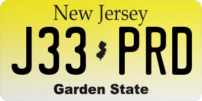 NJ license plate J33PRD