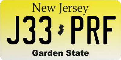 NJ license plate J33PRF