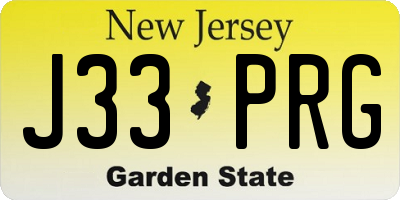 NJ license plate J33PRG