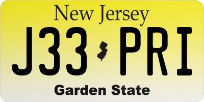 NJ license plate J33PRI