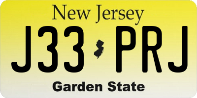 NJ license plate J33PRJ