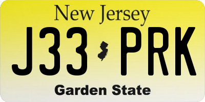NJ license plate J33PRK