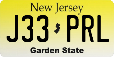 NJ license plate J33PRL