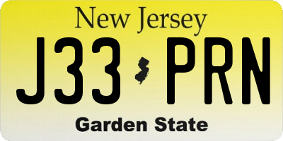 NJ license plate J33PRN