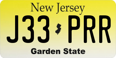 NJ license plate J33PRR