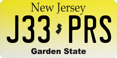 NJ license plate J33PRS