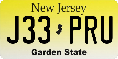 NJ license plate J33PRU