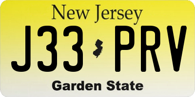 NJ license plate J33PRV