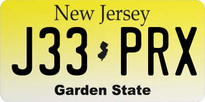 NJ license plate J33PRX