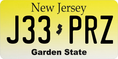 NJ license plate J33PRZ