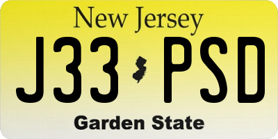 NJ license plate J33PSD