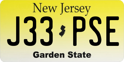 NJ license plate J33PSE