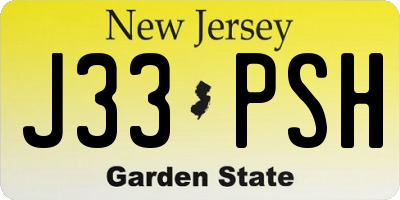 NJ license plate J33PSH