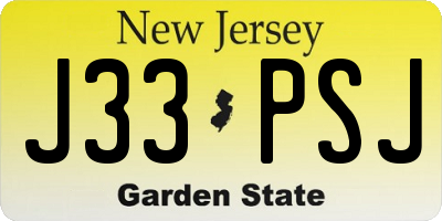 NJ license plate J33PSJ