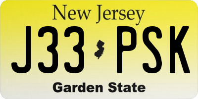 NJ license plate J33PSK