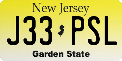 NJ license plate J33PSL