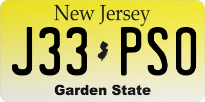 NJ license plate J33PSO