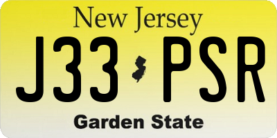 NJ license plate J33PSR