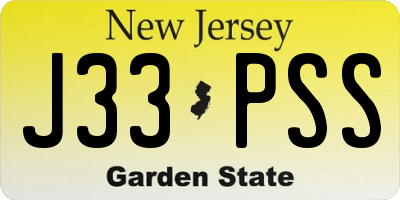 NJ license plate J33PSS