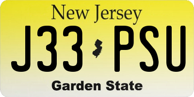 NJ license plate J33PSU
