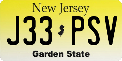 NJ license plate J33PSV
