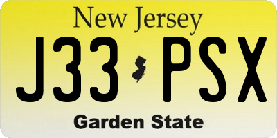 NJ license plate J33PSX