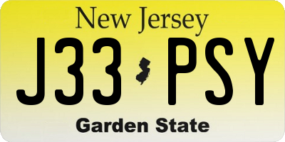 NJ license plate J33PSY