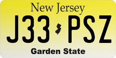 NJ license plate J33PSZ