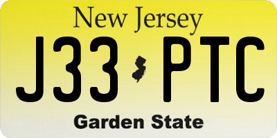 NJ license plate J33PTC