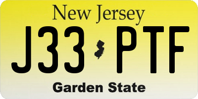NJ license plate J33PTF
