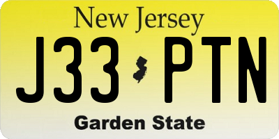 NJ license plate J33PTN
