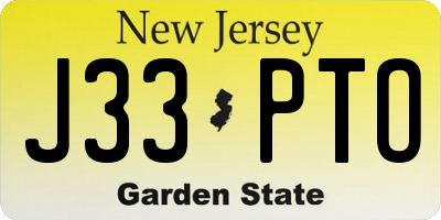 NJ license plate J33PTO