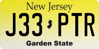 NJ license plate J33PTR