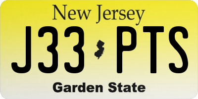 NJ license plate J33PTS