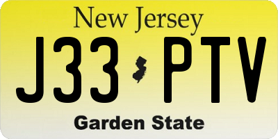 NJ license plate J33PTV