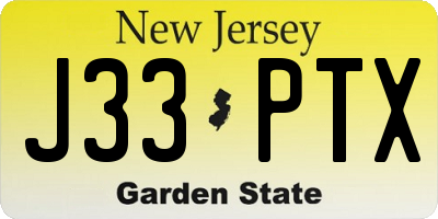 NJ license plate J33PTX