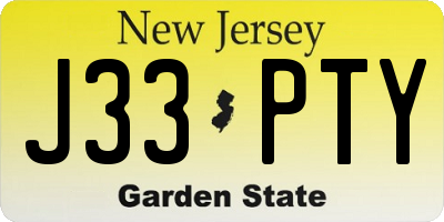 NJ license plate J33PTY