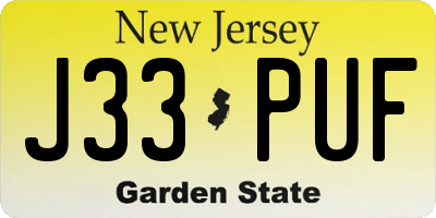 NJ license plate J33PUF