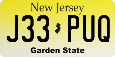 NJ license plate J33PUQ