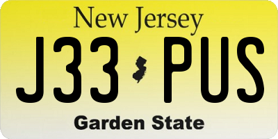 NJ license plate J33PUS